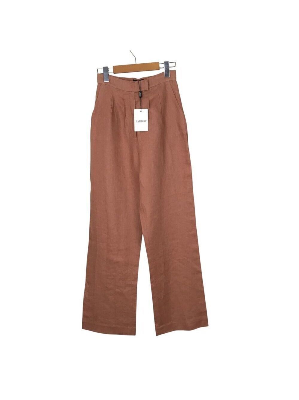NWT Bardot Lani Tuck Pant 100% Linen Terracotta XS (US 2)